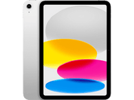 iPad blanc, incliné, avec un fond abstrait coloré sur l'écran, bord noir.