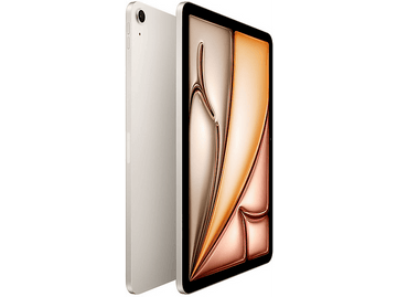 Un iPad argenté est montré avec son dos et son écran visibles.