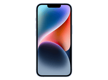 Charger l&#39;image dans la galerie, Un iPhone bleu clair avec un écran affichant un design abstrait coloré.
