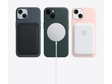 Charger l&#39;image dans la galerie, Trois coques iPhone avec accessoires: bleu marine, vert avec chargeur et rose avec chargeur.
