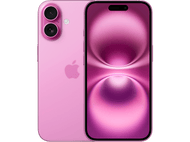 iPhone rose avec deux caméras arrière et un logo Apple. L'écran affiche un dégradé rose.