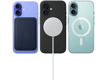 Charger l&#39;image dans la galerie, Trois iPhones : violet avec portefeuille, noir avec MagSafe et bleu avec coque transparente.
