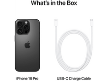 Charger l&#39;image dans la galerie, iPhone 16 Pro et un câble de charge USB-C. Le téléphone est gris foncé.
