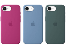 Charger l&#39;image dans la galerie, Trois coques de téléphone : rose, bleue et verte, chacune avec un logo Apple.
