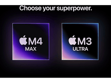 Charger l&#39;image dans la galerie, Deux icônes Apple avec texte M4 MAX et M3 ULTRA sur fond noir.
