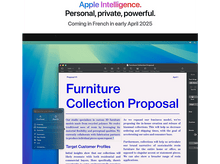 Charger l&#39;image dans la galerie, Écran d&#39;ordinateur portable avec texte de proposition de mobilier. Fond blanc avec texte et icônes.
