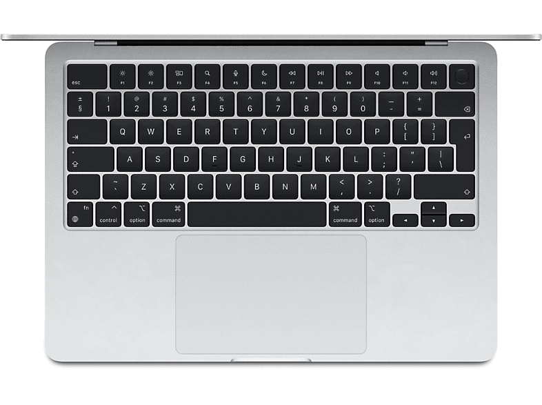 Vue de dessus d'un clavier d'ordinateur portable. L'ordinateur portable est ouvert, montrant les touches et l'écran.
