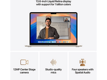 Charger l&#39;image dans la galerie, Écran d&#39;ordinateur portable affichant un appel vidéo. En dessous, 3 icônes : caméra, micros, haut-parleurs. Texte.
