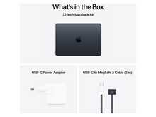 Charger l&#39;image dans la galerie, Un ordinateur portable, un adaptateur secteur et un câble de charge sont dans la boîte sur fond blanc.
