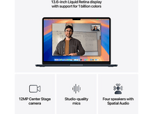 Charger l&#39;image dans la galerie, Un ordinateur portable affiche un appel vidéo, avec du texte et des icônes en dessous. Le fond est blanc.
