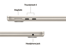 Charger l&#39;image dans la galerie, Gros plan sur le côté d&#39;un ordinateur portable montrant MagSafe, ports Thunderbolt 4 et prise casque.
