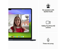 Charger l&#39;image dans la galerie, Une femme passe des appels vidéo sur un ordinateur portable. Caractéristiques : Six haut-parleurs, caméra 1080p, réseau de trois micros.
