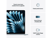 Charger l&#39;image dans la galerie, Un ordinateur portable avec du texte sur des performances plus rapides, la durée de la batterie et une caméra 12MP.
