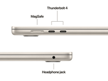 Charger l&#39;image dans la galerie, Vue latérale d&#39;un ordinateur portable montrant MagSafe, ports Thunderbolt 4 et une prise casque.
