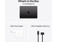 Charger l&#39;image dans la galerie, Un MacBook Pro 14 pouces est montré avec un adaptateur secteur et un câble USB-C vers MagSafe 3.
