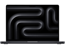 Charger l&#39;image dans la galerie, Ordinateur portable noir avec un écran affichant un design abstrait gris foncé.
