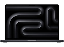 Charger l&#39;image dans la galerie, Un ordinateur portable noir avec un écran affichant un design abstrait sombre, sur fond noir.
