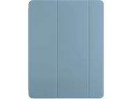 Housse d'iPad bleu clair fermée, montrant trois panneaux verticaux.