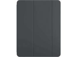 Une housse de tablette gris foncé avec trois plis verticaux. Le fond est noir.