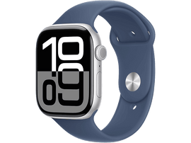 APPLE Watch S10 GPS 42 mm Boîtier Aluminum Silver, Bracelet Denim Sport M/L (MWWD3QF/A)