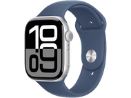 APPLE Watch S10 GPS 46 mm Boîtier Aluminum Silver, Bracelet Denim Sport M/L (MWWN3QF/A) Smartwatch Silver