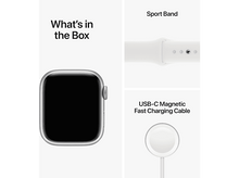 Charger l&#39;image dans la galerie, APPLE Watch S8 GPS 41 mm Boîtier Aluminium Argent, Bracelet Sport Blanc Regular (MP6K3NF/A)
