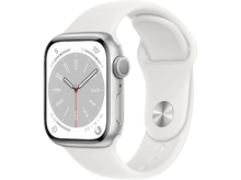 Charger l&#39;image dans la galerie, APPLE Watch S8 GPS 41 mm Boîtier Aluminium Argent, Bracelet Sport Blanc Regular (MP6K3NF/A)
