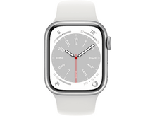 Charger l&#39;image dans la galerie, APPLE Watch S8 GPS 41 mm Boîtier Aluminium Argent, Bracelet Sport Blanc Regular (MP6K3NF/A)
