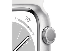 Charger l&#39;image dans la galerie, APPLE Watch S8 GPS 41 mm Boîtier Aluminium Argent, Bracelet Sport Blanc Regular (MP6K3NF/A)
