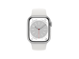 APPLE Watch S8 GPS 41 mm Boîtier Aluminium Argent, Bracelet Sport Blanc Regular (MP6K3NF/A)