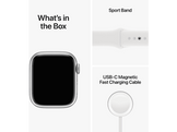 APPLE Watch S8 GPS 41 mm Boîtier Aluminium Argent, Bracelet Sport Blanc Regular (MP6K3NF/A)