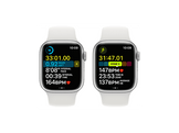 APPLE Watch S8 GPS 41 mm Boîtier Aluminium Argent, Bracelet Sport Blanc Regular (MP6K3NF/A)