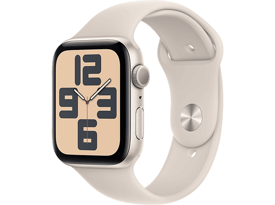 APPLE Watch SE GPS 44 mm Boîtier aluminium Starlight, Bracelet Sport Band Starlight - M/L (MRE53QF/A)