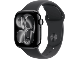 APPLE Watch Series 11 GPS + Cellular - 42mm Jet Black Aluminium Case - Black Sport Band M/L