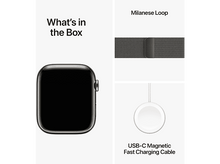 Charger l&#39;image dans la galerie, APPLE Watch Series 9 GPS + Cellular 45 mm Boîtier Stainless Steel Graphite, Bracelet Milanese Loop Graphite (MRMX3QF/A)
