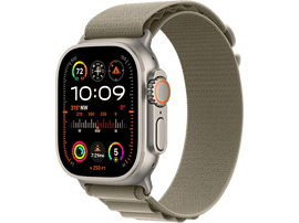 APPLE Watch Ultra 2 GPS + Cellular 49 mm Boîtier en titane, Bracelet Olive Alpine Loop - Large (MRF03NF/A)