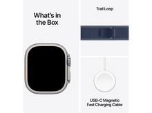 Charger l&#39;image dans la galerie, APPLE Watch Ultra 3 GPS + Cellular - 49mm Natural Titanium Case - Blue/Bright Blue Trail Loop - S/M
