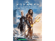 Couverture DVD d'Aquaman and the Lost Kingdom. Deux hommes avec trident dans l'eau. Affiche de film.