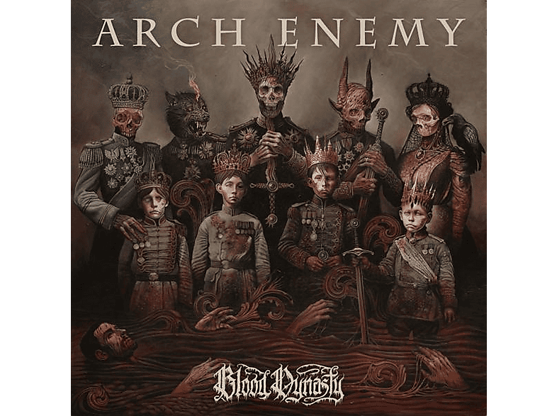 Couverture de l'album "Arch Enemy" avec plusieurs personnages costumés et un thème sombre.