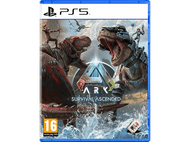 Boîte de jeu PS5 avec des dinosaures se battant. Le jeu est ARK: Survival Ascended.