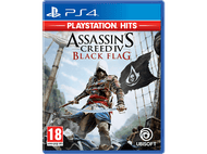 Jaquette du jeu Assassin's Creed IV: Black Flag. Un pirate avec des épées sur un navire, drapeau Jolly Roger, logo PS4.