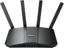 Charger l&#39;image dans la galerie, Routeur ASUS noir avec quatre antennes. Le dessus a un design strié et l&#39;avant le logo ASUS.
