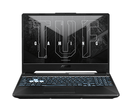 Ordinateur portable de jeu ASUS TUF noir avec clavier bleu éclairé.