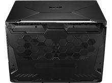 Charger l&#39;image dans la galerie, Ordinateur portable de jeu noir, vue de dessus. Le design montre une surface texturée avec le logo.
