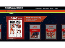 Charger l&#39;image dans la galerie, Une interface de jeu vidéo montrant les jeux Atari 2600. RealSports Boxing est mis en évidence.
