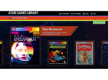 Charger l&#39;image dans la galerie, Un écran affichant des jeux Atari, dont Neo Breakout, avec des jaquettes colorées.
