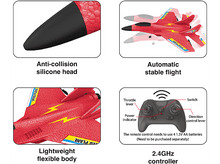 Charger l&#39;image dans la galerie, Un avion jouet rouge avec une manette 2.4GHz.
