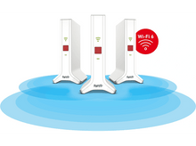 Charger l&#39;image dans la galerie, Trois routeurs blancs avec des lumières vertes et une icône Wi-Fi 6.
