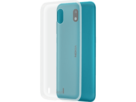 Coque de téléphone : couleurs blanc, bleu et sarcelle, avec un logo Nokia.