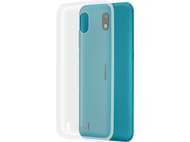 Coque de téléphone : couleurs blanc, bleu et sarcelle, avec un logo Nokia.